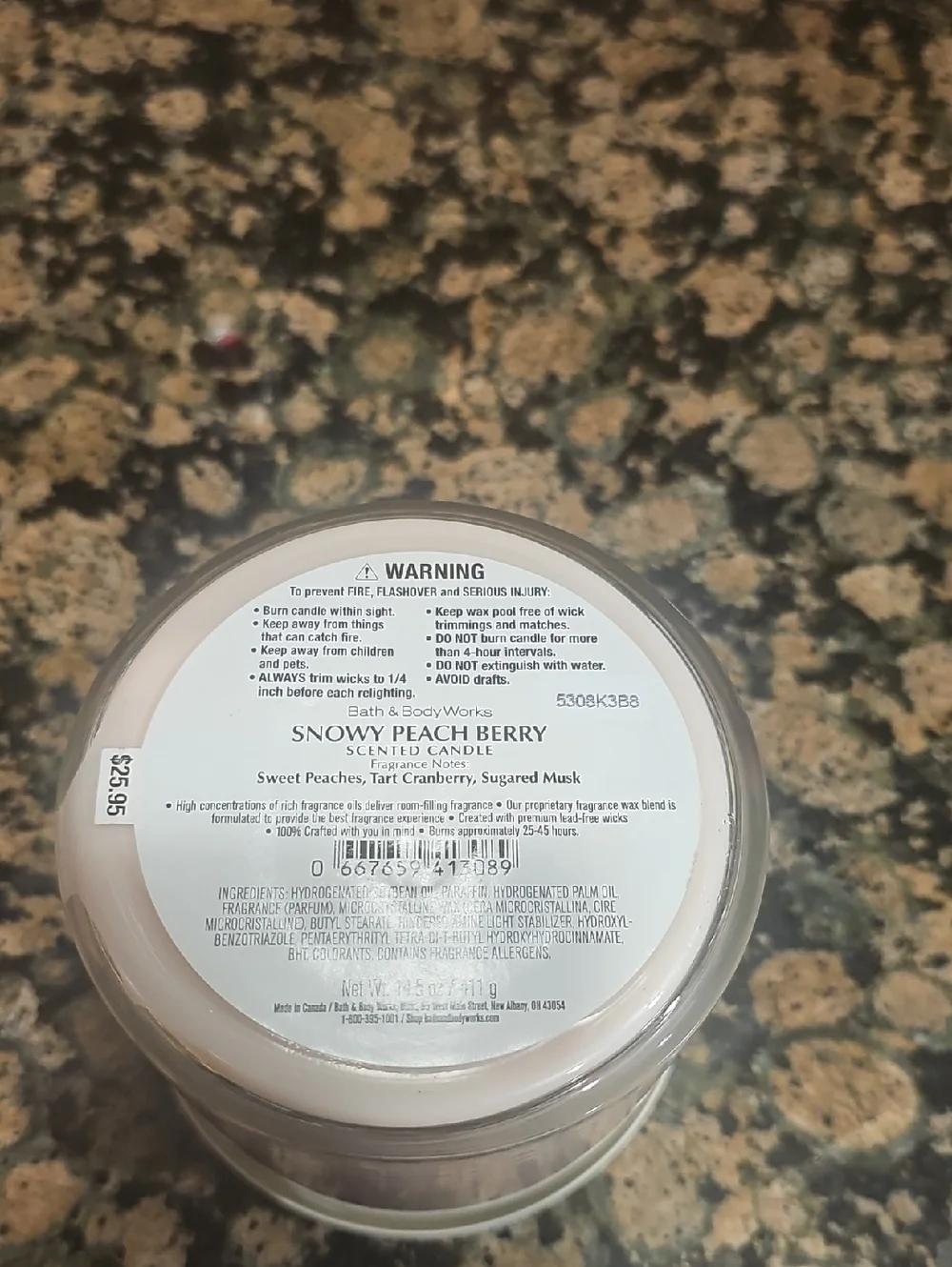 Bath & Body Works Snowy Peach Berry scented 3 Wick Candle - Picture 4 of 4
